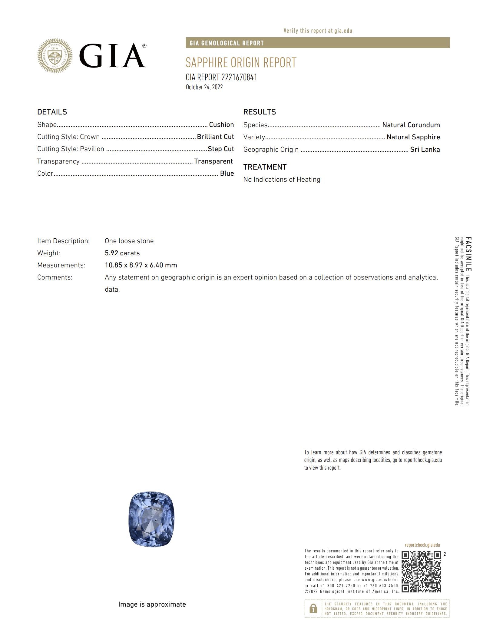 GIA 5.92 carat Ceylon no heat sapphire diamond platinum 18k yellow gold ring