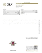 Victorian French GIA 1 carat ruby diamond 18k yellow gold cluster ring