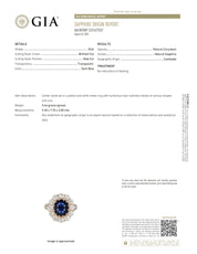 Victorian French GIA 2 carat no heat sapphire diamond 18k yellow gold ring