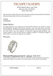 Art Deco GIA 5.29 carat asscher cut diamond platinum 3 stone engagement ring