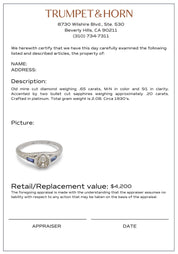 Art Deco diamond sapphire platinum engagement ring