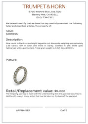 Vintage 1.35 carat round and baguette diamond 14k white gold eternity band