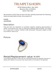 Edwardian 2 carat synthetic sapphire diamond 18k white gold cocktail ring