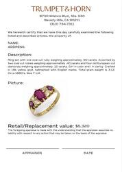 Victorian English ruby diamond 18k yellow gold band