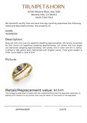 Victorian sapphire diamond 18k yellow gold ring