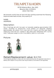 Mid Century 2.35 carat emerald diamond seed pearl 18k white gold earrings