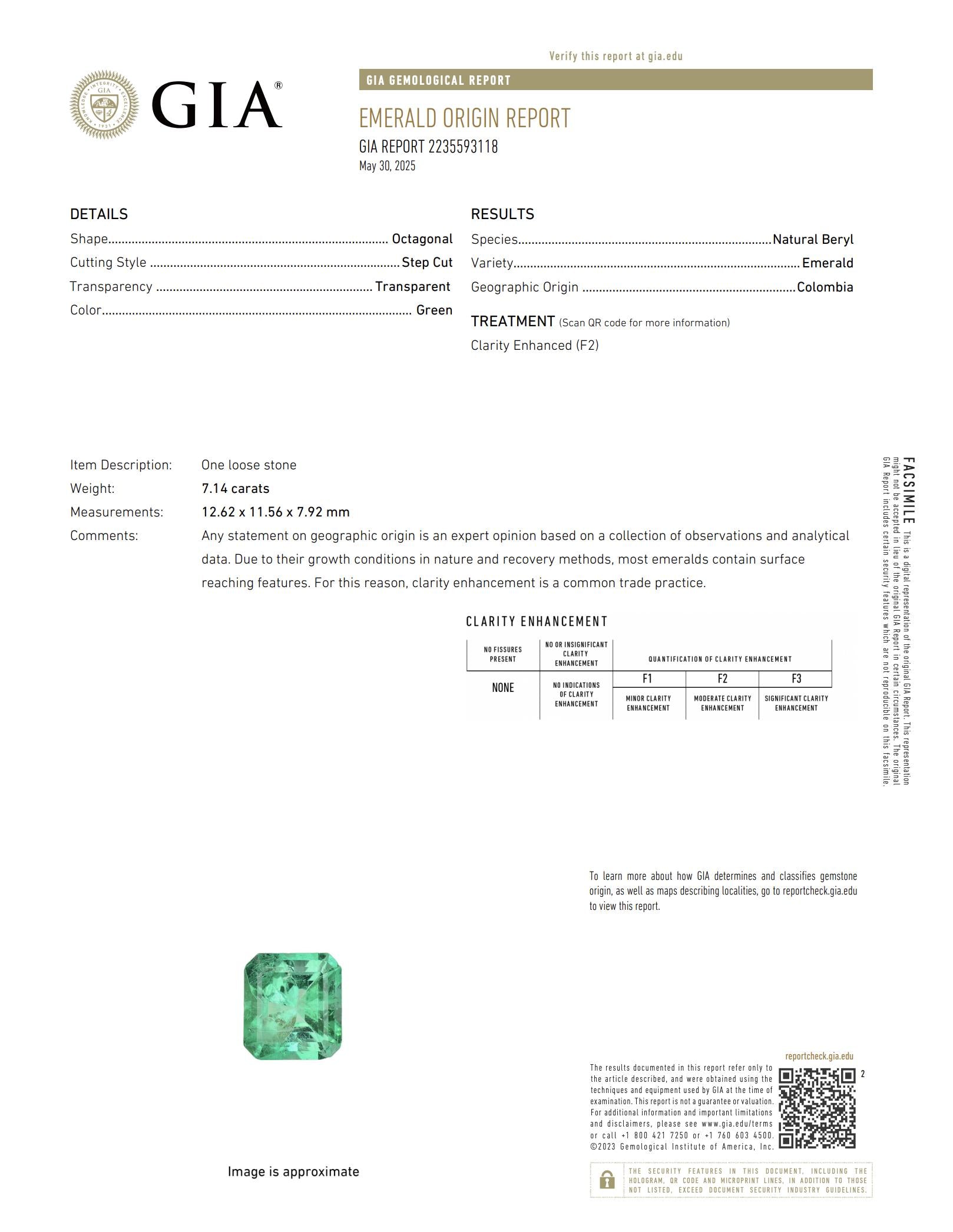 GIA 7.14 carat Colombian emerald diamond 18k yellow gold cocktail ring