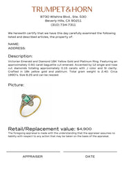 Victorian emerald diamond 18k yellow gold ring