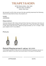 Victorian 1.90 carat diamond 18k yellow gold and silver earrings