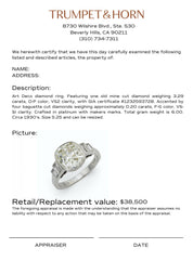 Art Deco GIA 3.29 carat old mine cut diamond platinum engagement ring
