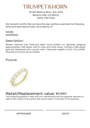 Modern 1.48 carat diamond 18k yellow gold half eternity band