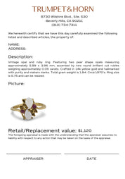 Vintage opal ruby 14k yellow gold ring