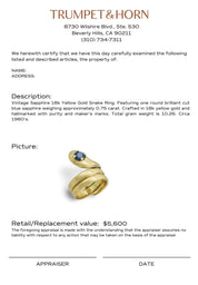 Vintage sapphire 18k yellow gold snake ring