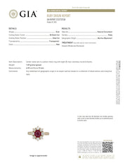 Vintage GIA 1.45 carat Burma ruby diamond 18k yellow gold cluster ring