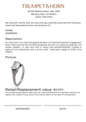 Art Deco GIA 1.01 carat elongated old mine cut diamond platinum engagement ring