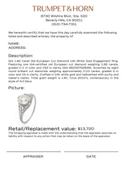 GIA 1.82 carat old European cut diamond 14k white gold engagement ring
