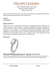 Tiffany & Co. 0.73 carat diamond platinum engagement ring