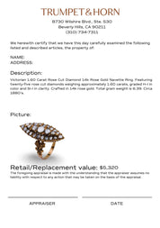 Victorian 1.60 carat rose cut diamond 14k rose gold navette ring