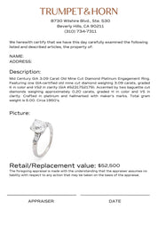 Mid Century GIA 3.09 carat old mine cut diamond platinum engagement ring