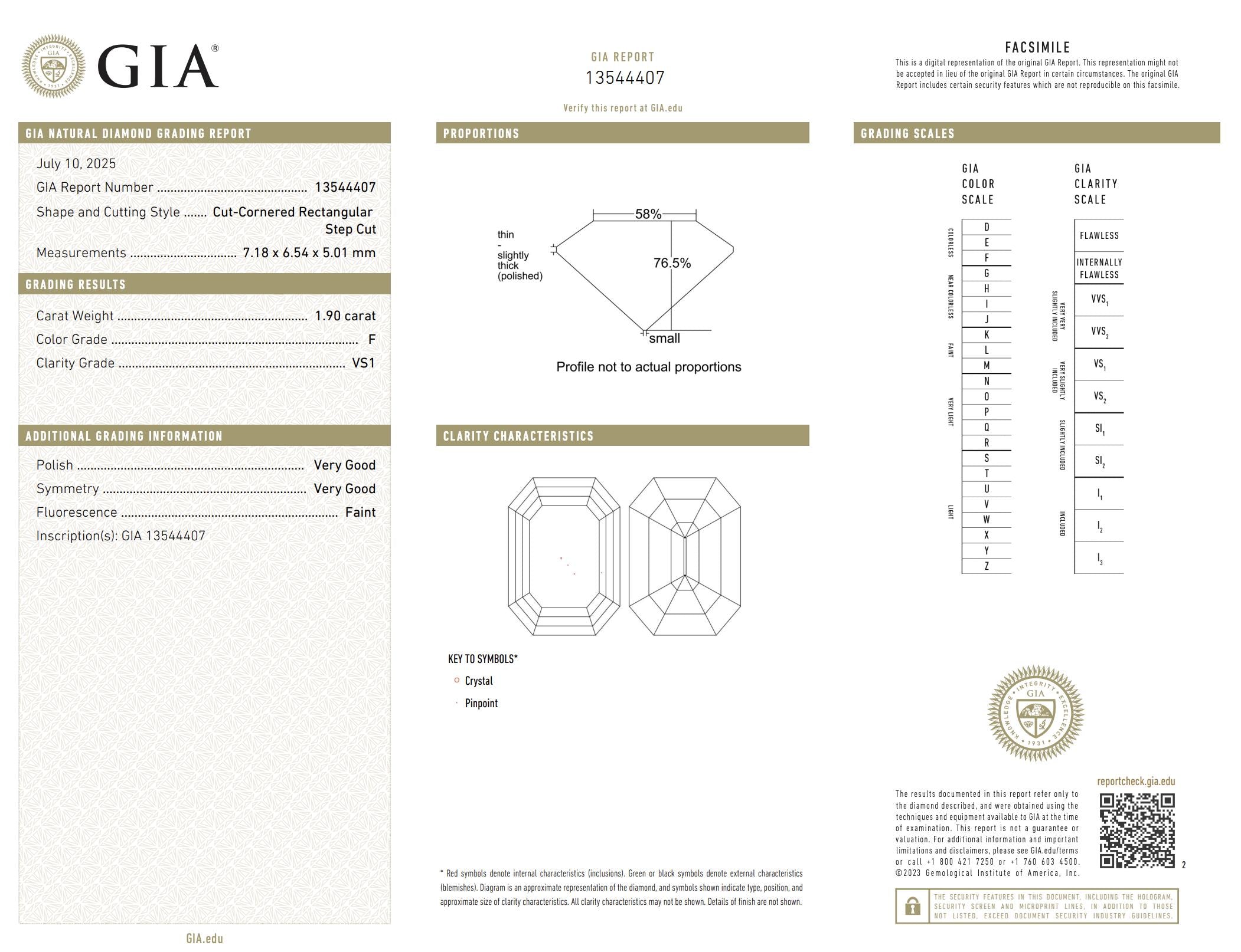 Art Deco GIA 1.90 carat Asscher cut diamond sapphire platinum engagement ring