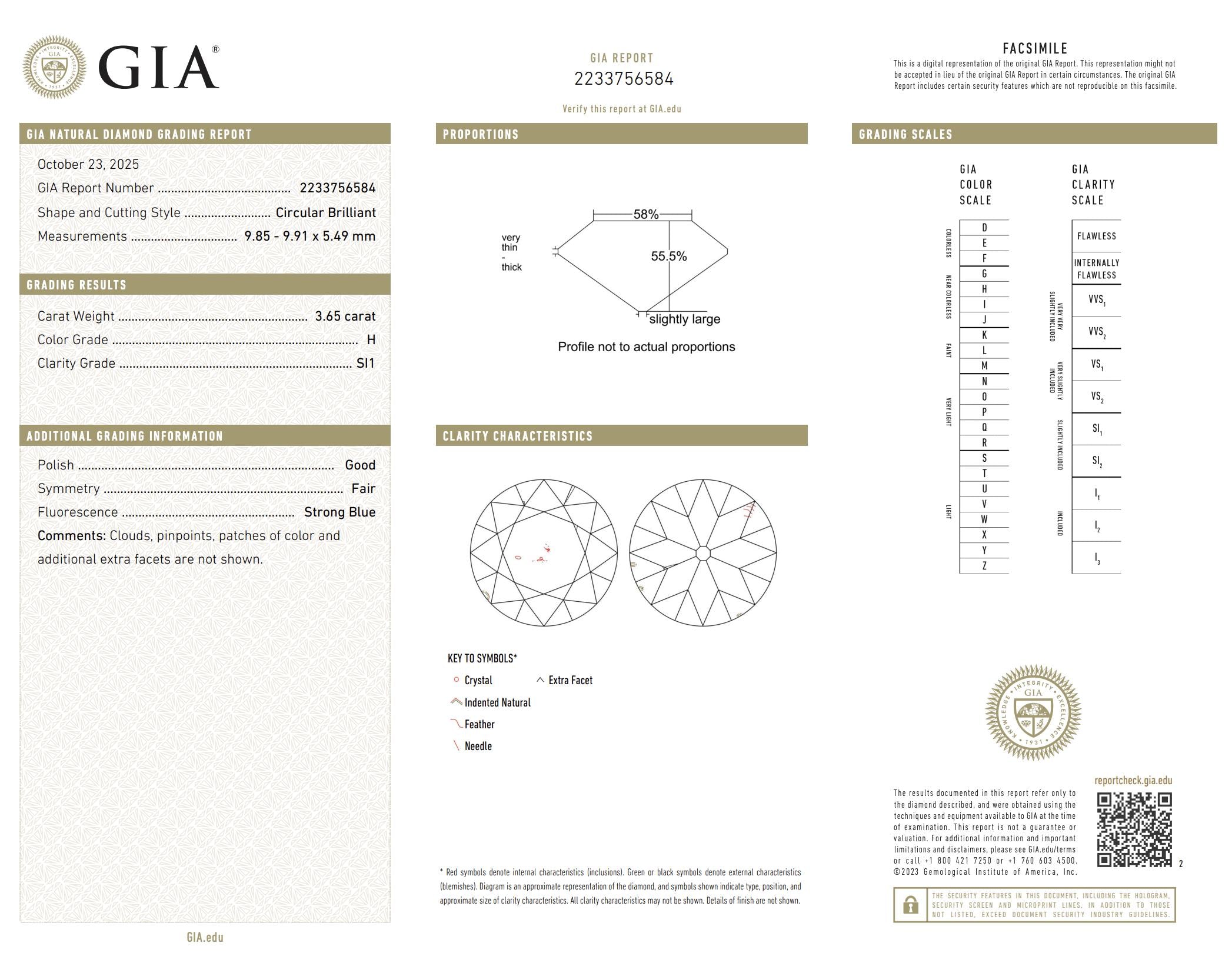 Art Deco GIA 3.65 carat old European cut diamond platinum engagement ring