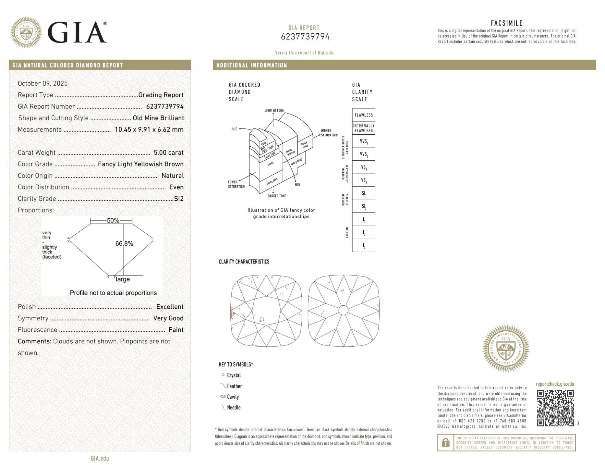 Art Deco GIA 5.00 carat fancy color old mine cut diamond platinum ring