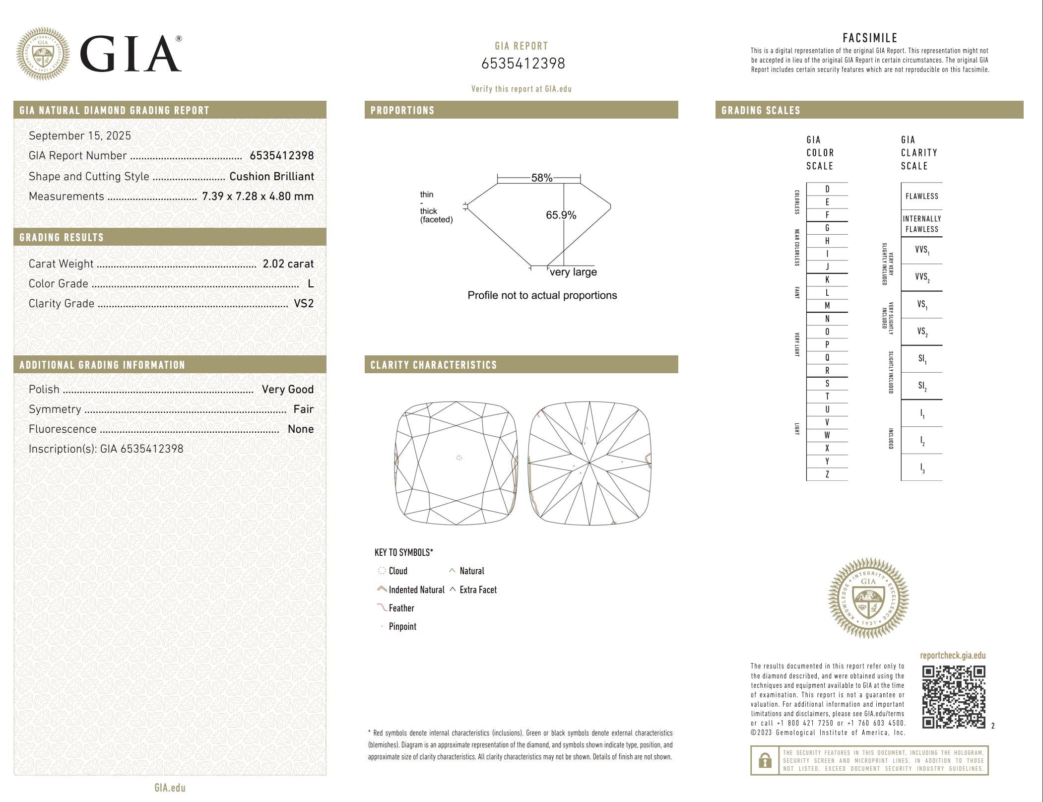 GIA 2.02 carat old mine cut diamond 18k yellow gold engagement ring