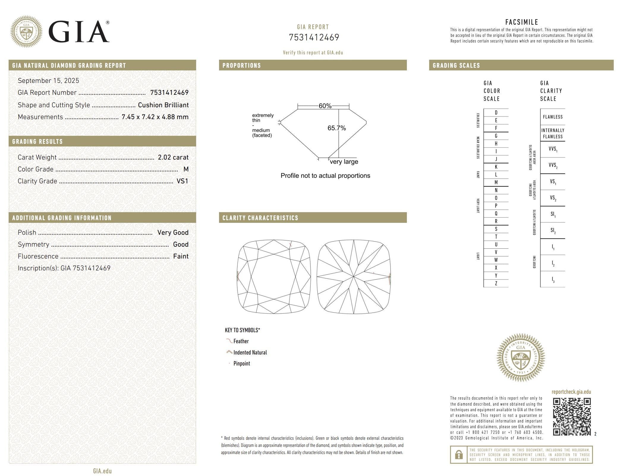 GIA 2.02 carat old mine cut diamond 18k yellow gold engagement ring