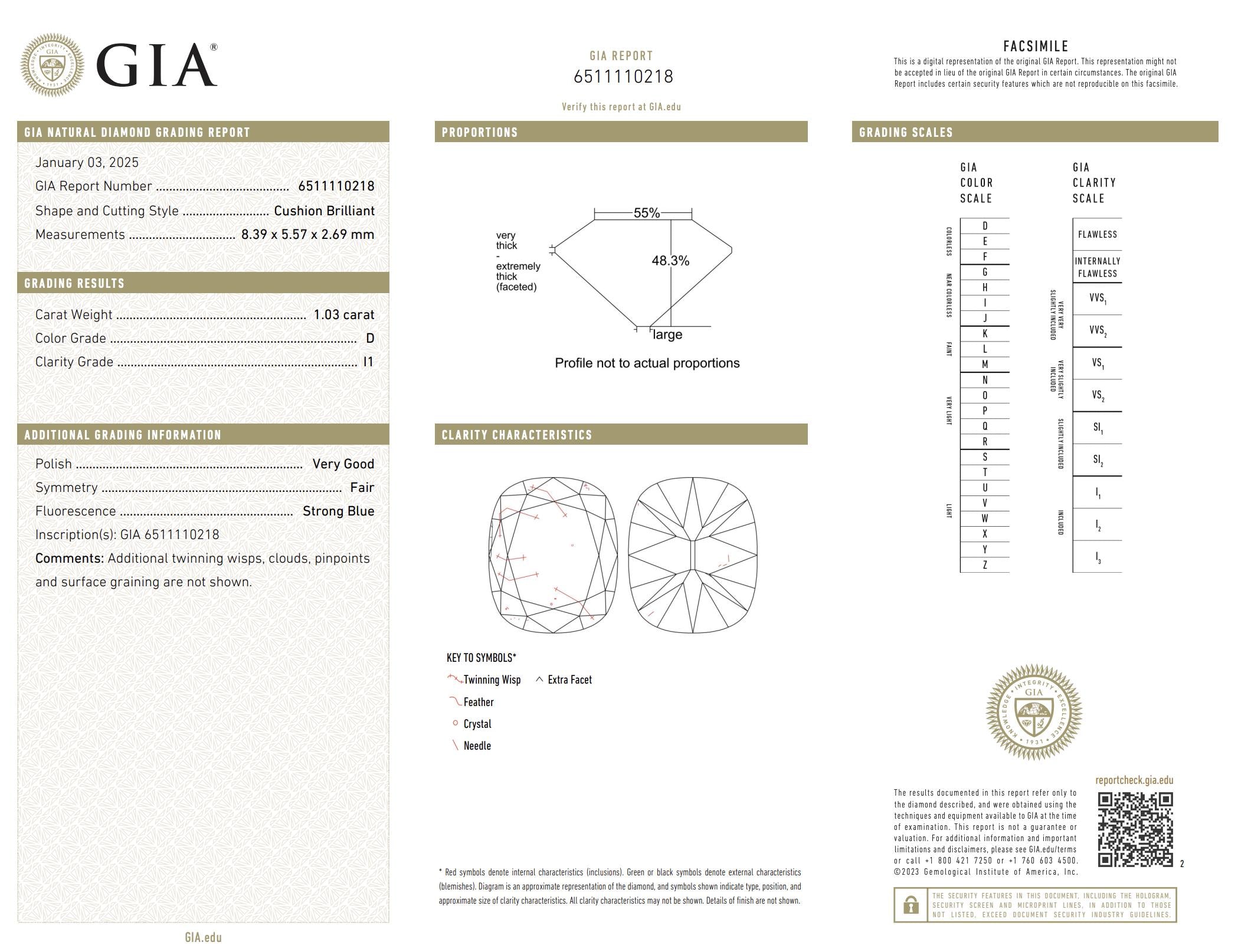 GIA 1.03 carat old mine cut diamond 18k gold engagement ring