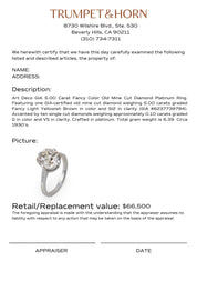 Art Deco GIA 5.00 carat fancy color old mine cut diamond platinum ring