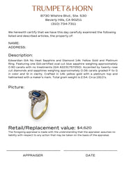 Edwardian GIA no heat sapphire diamond 14k yellow gold ring