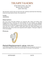 GIA 2.01 carat old mine cut diamond 18k gold engagement ring