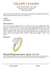 GIA 1.54 carat old mine cut diamond 18k gold engagement ring