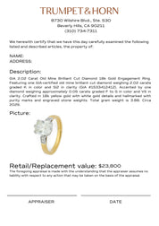 GIA 2.02 carat old mine cut diamond 18k gold engagement ring