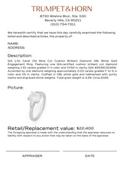 GIA 1.51 carat old mine cut diamond 18k white gold engagement ring