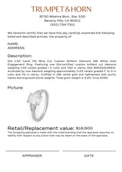 GIA 1.52 carat old mine cut diamond 18k white gold engagement ring