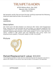 GIA 2.00 carat old mine cut diamond 18k yellow gold engagement ring