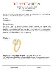 GIA 2.02 carat old mine cut diamond 18k yellow gold engagement ring