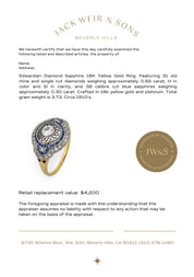 Edwardian diamond sapphire 18k yellow gold ring