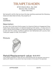 Art Deco GIA 2.26 carat old European cut diamond platinum engagement ring