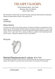 Art Deco GIA 1.56 carat old European cut diamond platinum engagement ring