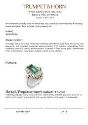 Art Deco GIA 2.10 carat Colombian emerald 18k white gold ring