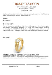 French vintage GIA 1.53 carat oval diamond engagement ring