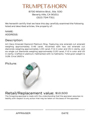 Art Deco emerald diamond platinum ring