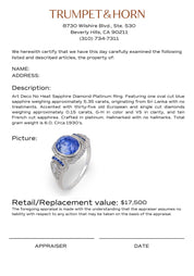 Art Deco no heat sapphire diamond platinum ring