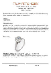 Art Deco GIA 1.91 carat old European cut diamond platinum engagement ring