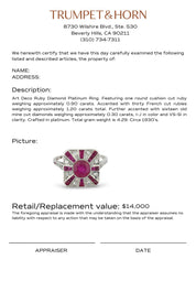 Art Deco ruby diamond platinum ring