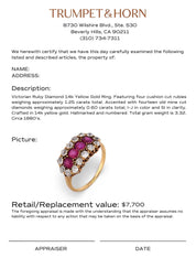 Victorian ruby diamond 14k yellow gold ring