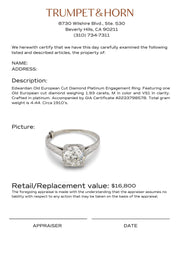 Edwardian GIA 1.93 carat old European cut diamond platinum engagement ring