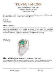 Art Deco emerald diamond platinum cluster ring